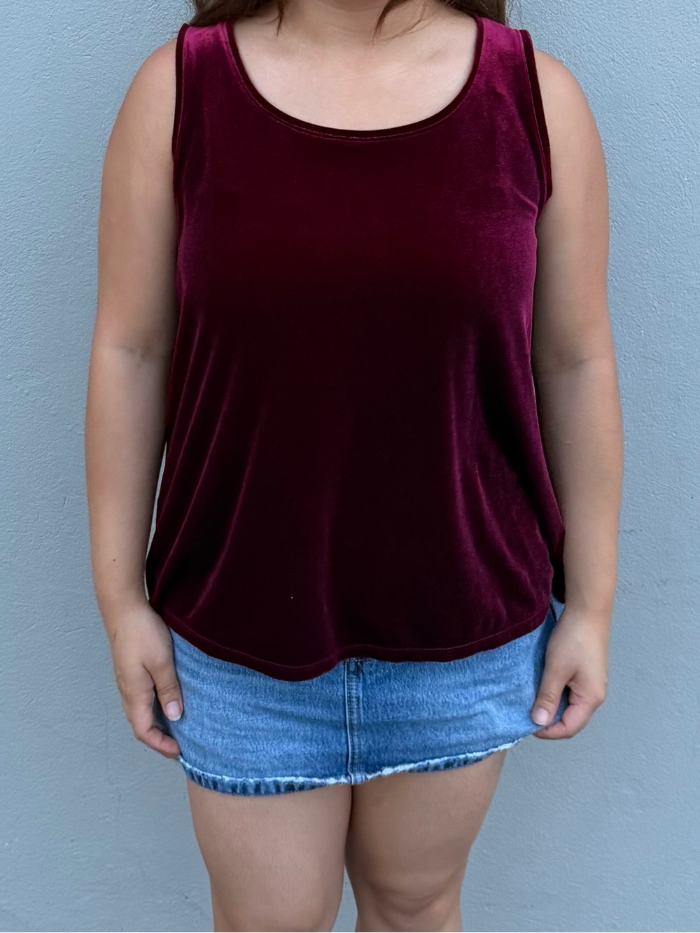 Vintage Women's Velvet Tank Top - Burgundy